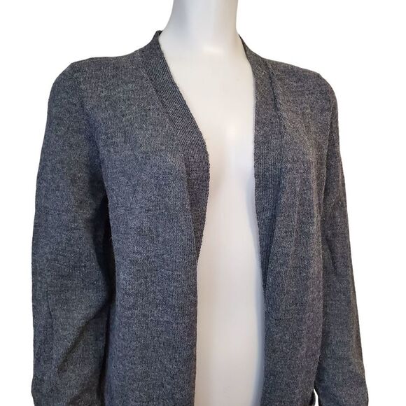 New Tabask Tey-Art Superfine ALPACA Sweater Open Cardigan Pockets Gray Sz M #33 - Picture 2 of 7